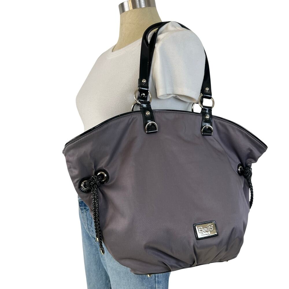 Women's Beijo Shoulder Bag Reversible Gray Black Plaid Print Large Purse